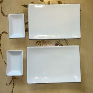 Cordon Bleu White SET 4 Appetizer Sushi & Dipping Dish Plates